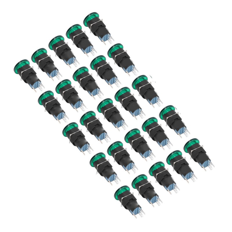 25Pcs/Set Green Mushroom Head Switch IP65 Plastic Mini Button Switches