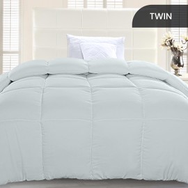 Utopia Bedding Comforter Duvet Insert, Quilted Comforter with Corner Tabs, Box Stitched Down Alternative Comforter Twin (Light Grey)