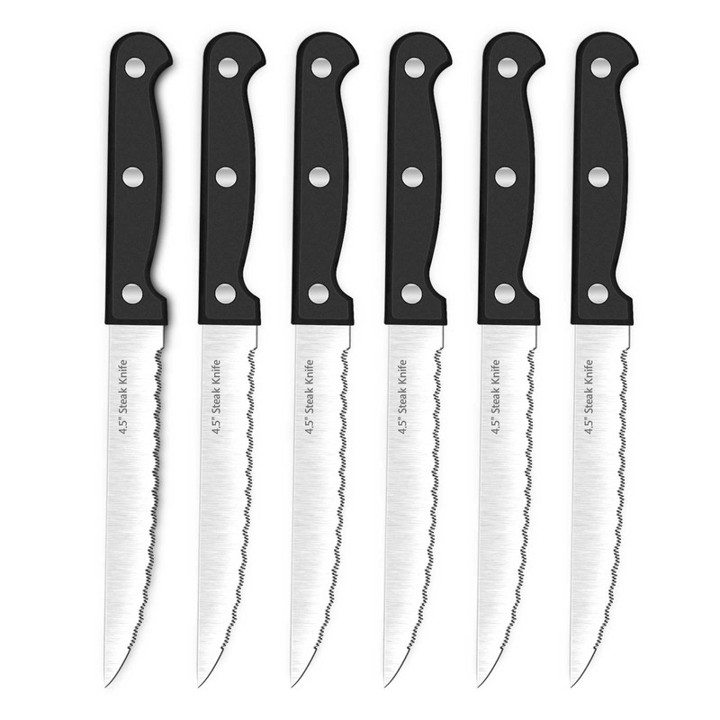 Steak Knives, 7 Pieces Steak Knife Set with Block, High
