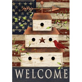 Patriotic Birdhouse Summer House Flag 40" x 28" Briarwood Lane