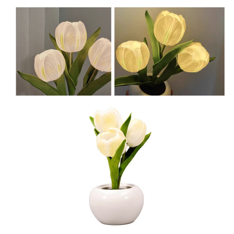 Tulip Night Light Soft Light Exquisite Ceramics PU Flower Table