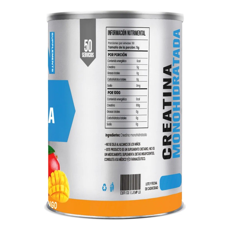 Monohidrato De Creatina 250g 50 Porciones Sin Sabor Dmon