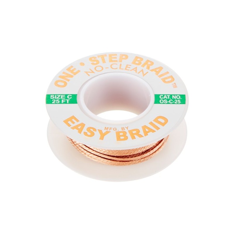 EasyBraid OS-C-25 One-Step Desoldering Wick, No Clean, 0.075" Width, 25'