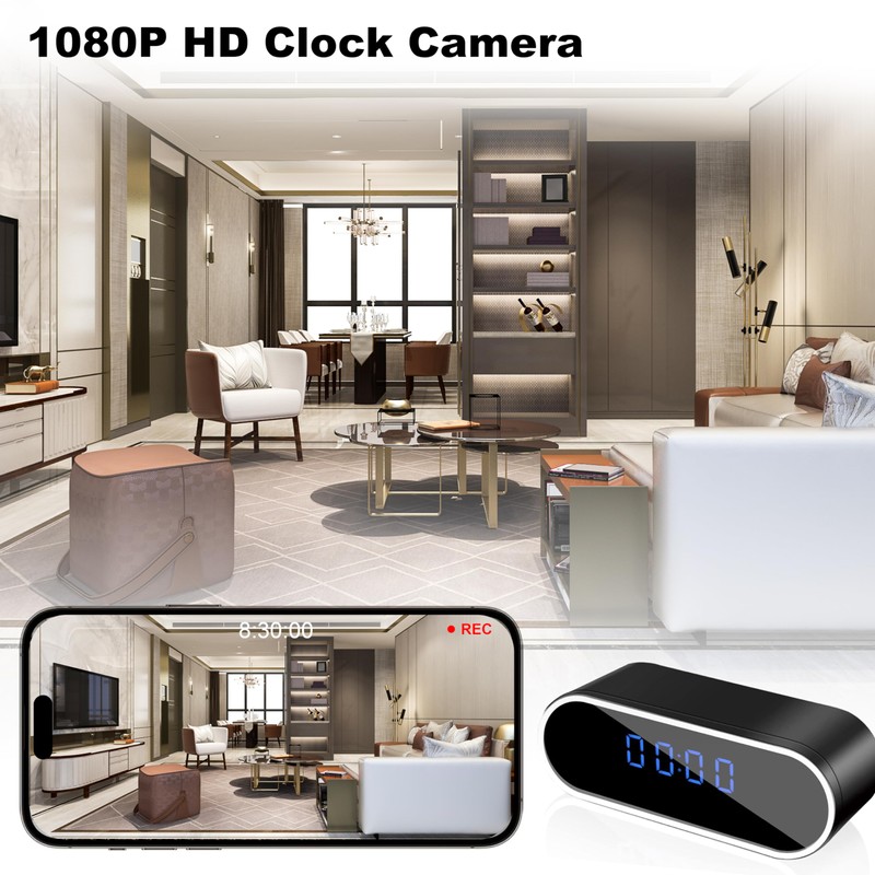 NJINALW Smart Clock Camera, WiFi HD 1080P Wireless Mini Camera