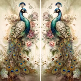 Peacock Rice Paper, 29 x29cm (2 Sheets) - 3X Images for Furniture Poster Craft Decoupage by CRAFT KREATIVELY