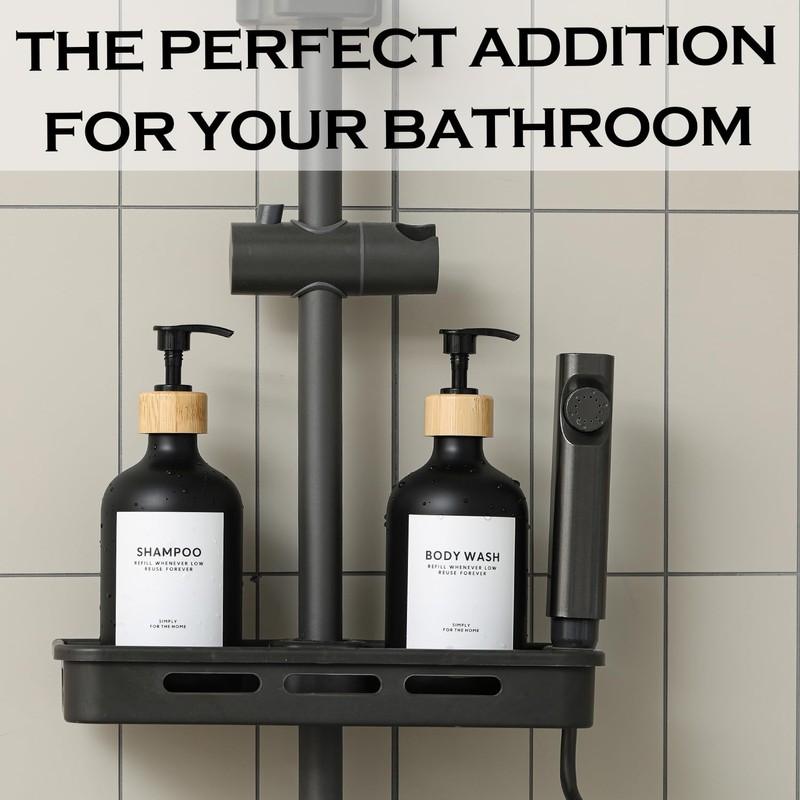 Shampoo and Conditioner Dispenser,16.9 fl oz Set of 3 Black