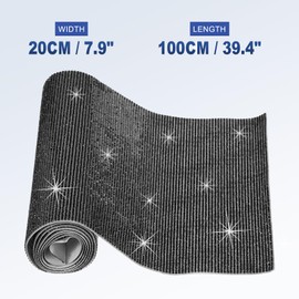 MECCANIXITY 40500 Pcs Bling Crystal Rhinestone Sheet Self-Adhesive Rhinestone Diamond Gems Sticker 39.4 x 7.9 Inch DIY Car Decoration Sticker for DIY Car Phone Clothing Craft Black