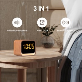 Housbay White Noise Machine with Alarm Clock for Bedrooms, Bluetooth Speaker, Sound Library, Gentle Wake Up, Sleep Routine, Brown Noise, Nature Sound Machine for Sleeping (Wood Tone)