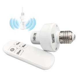 Remote Control Light Bulb Socket, E26/E27 Screw in Adapter and 15/30/60 Min Timer for Closet, Garage, Basemen