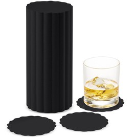 Disposable Linen-Feel Black Coasters for Drinks, 3.5 Inch Round Paper Coasters for Bar, Cocktail, Beverage, Wine Or Event, 500 Pack Bulk