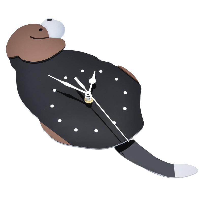 Wall Clock Self Adhesive Waterproof 3D Effect Silent Movement Dog