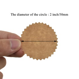 HAHIYO 2Inch 500Pcs Natural Brown Kraft Sticker Round Sawtooth Label Sticker Roll Blank Label Sticker to Write On Permanent Adhesive Dot Sticker for Jar and Canning Label Price Tag Store Organizing