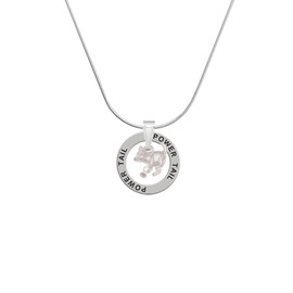 Delight Jewelry Silvertone Cat with Yarn - Power Tail Ring Charm Necklace, 18"