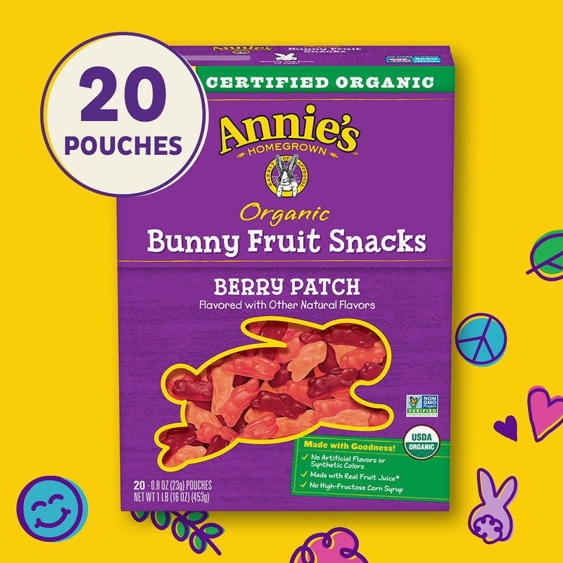 Annie's Organic Berry Patch Bunny Fruit Snacks, Gluten Free, 16