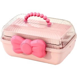 Generic Caja de Almacenamiento de Pinzas para el Cabello para Niños, Bonito Adorno con Lazo, Contenedor de Organización de Escritorio de 3 Niveles para Niñas, Accesorios para el Cabello, Recepción