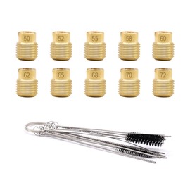 HISports Main Nozzle Set 50 to 72 with Cleaning Brush Carburettor Nozzle Set 50-72 (50, 52, 55, 58, 60, 62, 65, 68, 70, 72) Compatible with 7 x 0.75 Kawasaki FCR Carburettor WH100T SCR 100 cc Peugeot