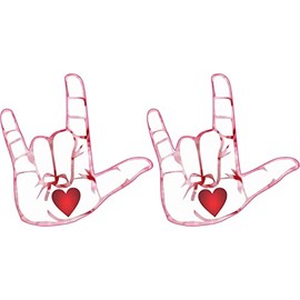 StickerTalk Pink Heart Hand ASL I Love You Vinyl Stickers, 1 Sheet of 2 Stickers, 2.5 inches by 2.5 inches Each