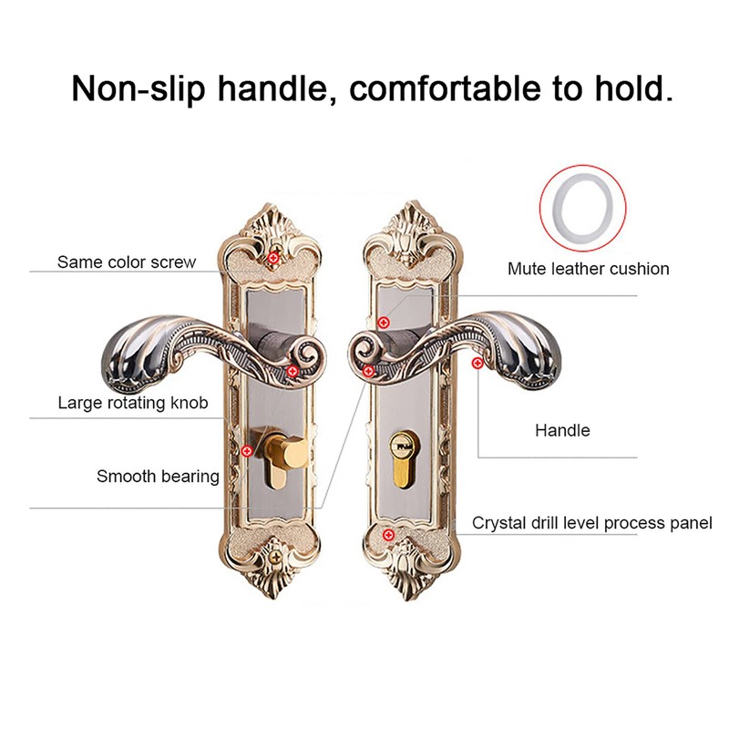 Retro Door Lock Indoor Lever Tongue Lock Handle Lockset Mechanical