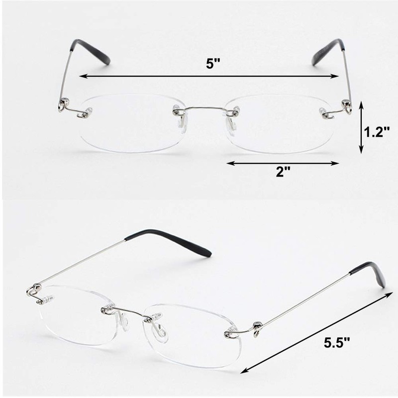 Viseng 3 Pairs Unisex Super Lightweight Rimless Quality Readers Ultra