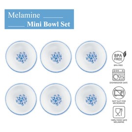 Supreme Housewares Mini Bowl set of 6, for Appetizer Dessert Snack Fruit Side Dishes, 3.375 Inch Bowl (Blue and White Floral)