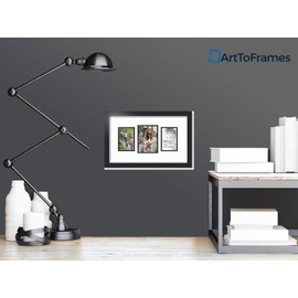 ArtToFrames Collage Photo Frame Double Mat with 1 - 5x7 and 2 - 4x6 Openings and Satin Black Frame