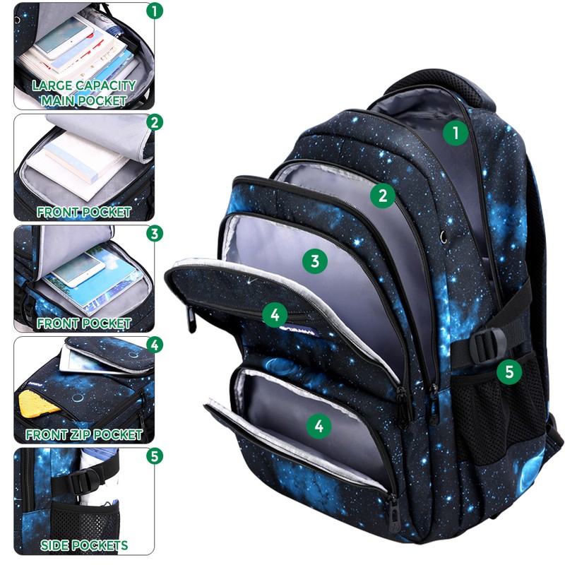 Primary and Secondary School Students Backpack Waterproof Schoolbag with Lunch