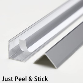Trimold Matte Silver Aluminum Peel and Stick L Molding Corner Guards with 90° Angle for Wall Door Frame Cabinet Baseboard Protection and Decoration, 35.4in x 0.8in (3Pcs)
