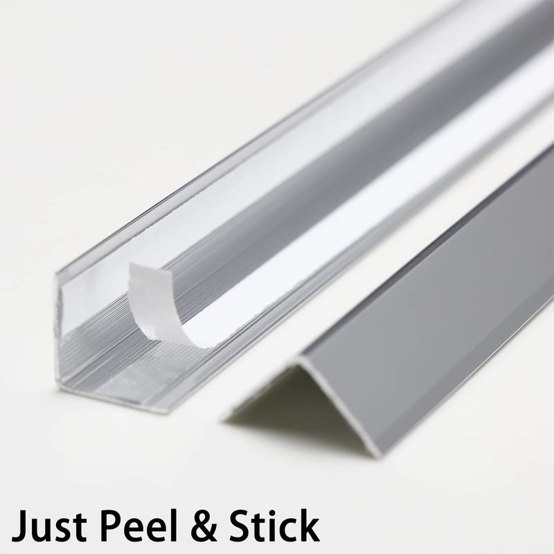 Trimold Matte Silver Aluminum Peel and Stick L Molding Corner