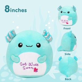 Easfan Get Well Soon Axolotl Plush Pillow Soft Kawaii Salamander Plush Feel Better for Women Men Get Well Soon Gifts for Kids Patient