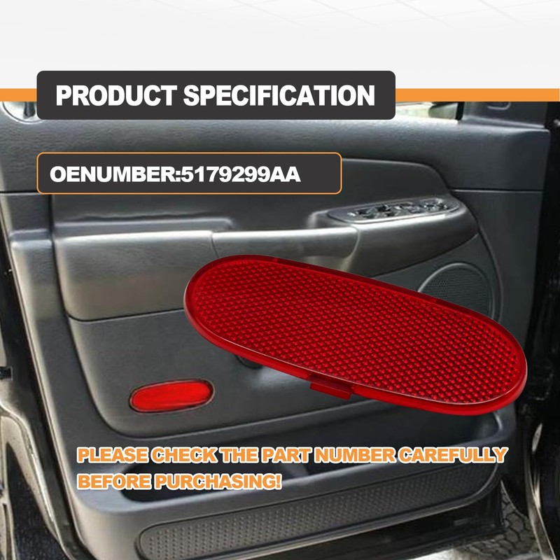 Front Door Panel Reflector Light Cover Compatible with 2002-2008 Dodge