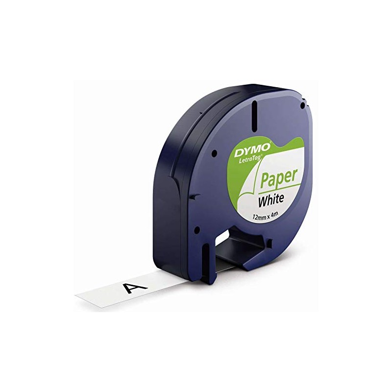 DYMO S0721510 - PAPER TAPE 12MMX4M - BLACK/WHITE IN