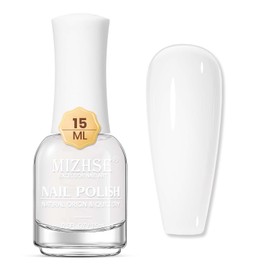 MIZHSE Quick Dry Nail Polish, Milky White Nail Polish Air Dry Fast, 15ml/0.5 fl oz Regular Water-based Nail Lacquer Non Gel Full Coverage High Glossy Shine Nail Art Manicure Home