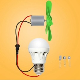 Mini Wind Turbine Motor, Wind Power Generator, DIY Small Wind Turbine Generator, Alternative Energy Generator, LED DIY Kit (with Blub)