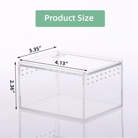 JOBEDE Jumping Spider Enclosure, Integrated Reptile Breeding Box Magnetic Acrylic Reptile Breeding Box for Scorpion Sling Isopods Lizards Roach Invertebrates Insect Mantis(4.1x 3.3X 2.5 inches)
