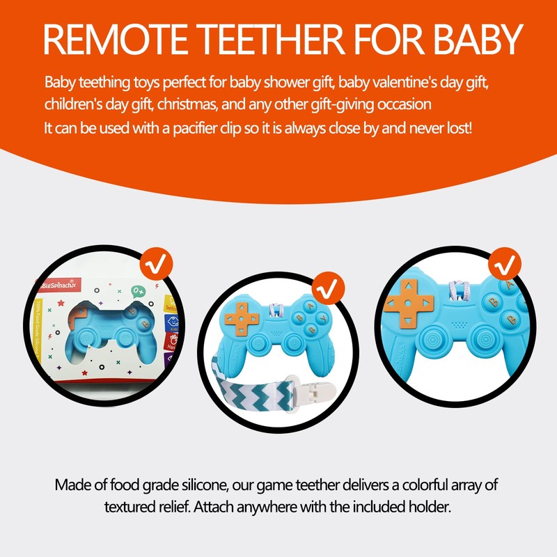 Cool Remote Game Control Teething Toy for Babies 0-6 6-12