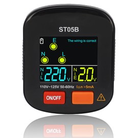 LOCADENCE ST05B Outlet Tester, LED Display Electric Voltage Tester, Receptacle Detector, Electrical GFCI Trip Tester for Fire Fighting Scenarios, Laboratories, Factories, Home, Leakage Detection