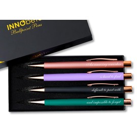 InnoBeta Farewell Gifts for Coworkers, Ballpoint Pen Set of 4, Coworker Leaving Goodbye gifts for women, Cool Funny New Job Presents for Birthday, Christmas - Hard to Find - Gold