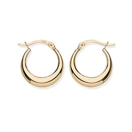 9ct Gold on Silver Hoop Earrings - Plain Creole