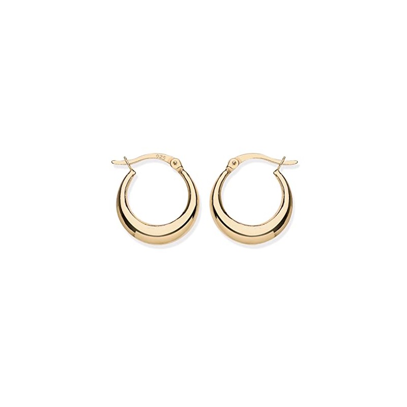 9ct Gold on Silver Hoop Earrings - Plain Creole