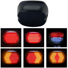 FATECIM Smoked LED Taillights Motorcycle Rear Brake Driving Turn Signal Lights License Plate Light for Harley Dyna Road King Electra Glide Street Bob Touring