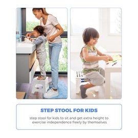 ACKO Folding Step Stool 2 Pack Lightweight Plastic 11inch Foldable Step Stool,Non Slip Folding Stools for Kids & Adults, Kitchen Bathroom Bedroom (White, 2 Pack)