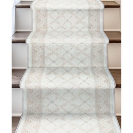 Well Woven Custom Size Hallway & Stair Runner - Apollo Regency Lattice Pearly Haven 27 Inches Wide x 13 Feet Long (27" x 13' Runner) Rug – Non-Slip, Stain-Resistant, Machine Washable