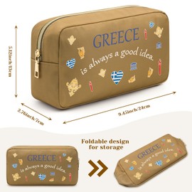 Jielahua Greece Gift Cosmetic Bag for Women Greece Travel Toiletry Bag Greek Souvenir Gift Traveller Travel Makeup Pouch for Female Girls Friends Grecian Vacation Present