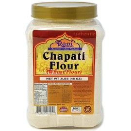 Rani Chapati Flour (100% Pure Whole Wheat Atta), For Making Roti & Indian Breads 48oz (3lbs) 1.36kg PET Jar ~ All Natural | Vegan | No Salt or Colors | NON-GMO | Indian Origin