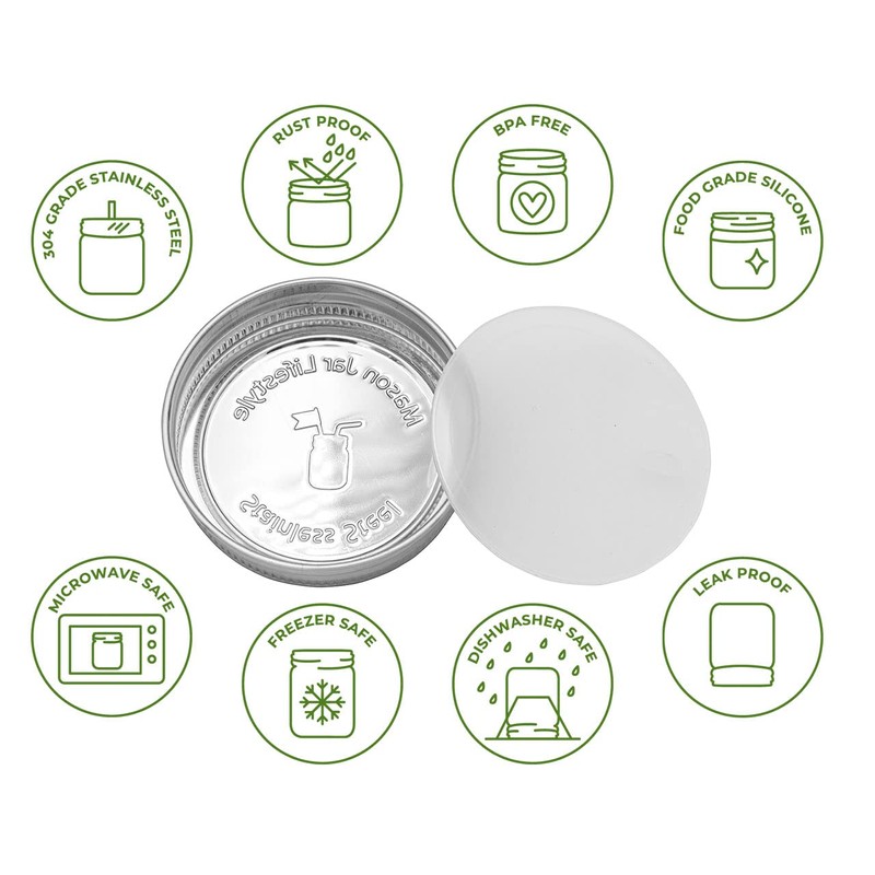 Mason Jar Lifestyle 5 Pack Stainless Steel Storage Lids with