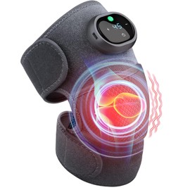 3 en 1Masajeador de Rodilla Calentado, soporte de rodilla para artritis, 3 Engranajes Vibración, 5 Engranajes Ajustes de Calor, Rodillera, Envoltura para Artritis, Dolor y Apoyo（gris）