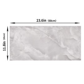 Haimin Wall Panels Peel and Stick 10 Pieces 23.6x11.8in (19.4 Sq. Ft. Coverage) Backsplash Marble Look Tile, Ideal for: Kitchen Bathrooms Living Rooms Bedrooms (Light Gray-MNH)