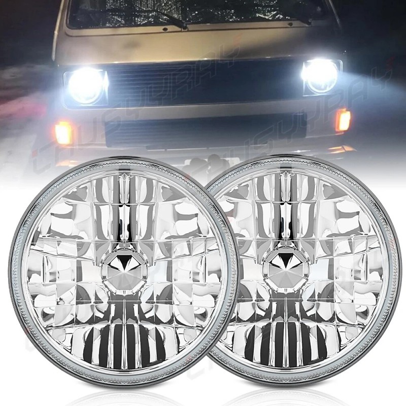 CHUSYYRAY 2x 7 Inch LED GLASS Headlight Round ORIGINAL CLASSIC