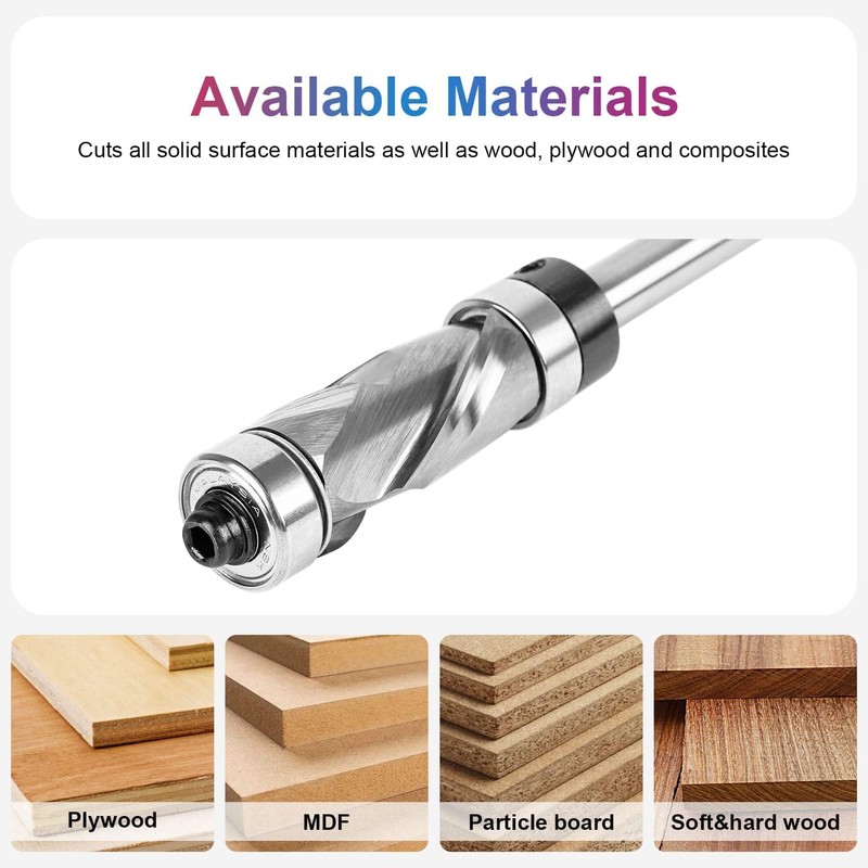 SpeTool 1/4 Inch Shank Flush Trim Router Bit, Up &