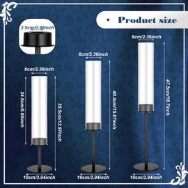 SiliFine 18 Pcs Hurricane Candle Holders Bulk Black Glass Candle Holders Tapered Candlesticks with Glass Chimney Metal Taper Candle Stick Holder for Outdoor Wedding Bridal Shower Table Decor